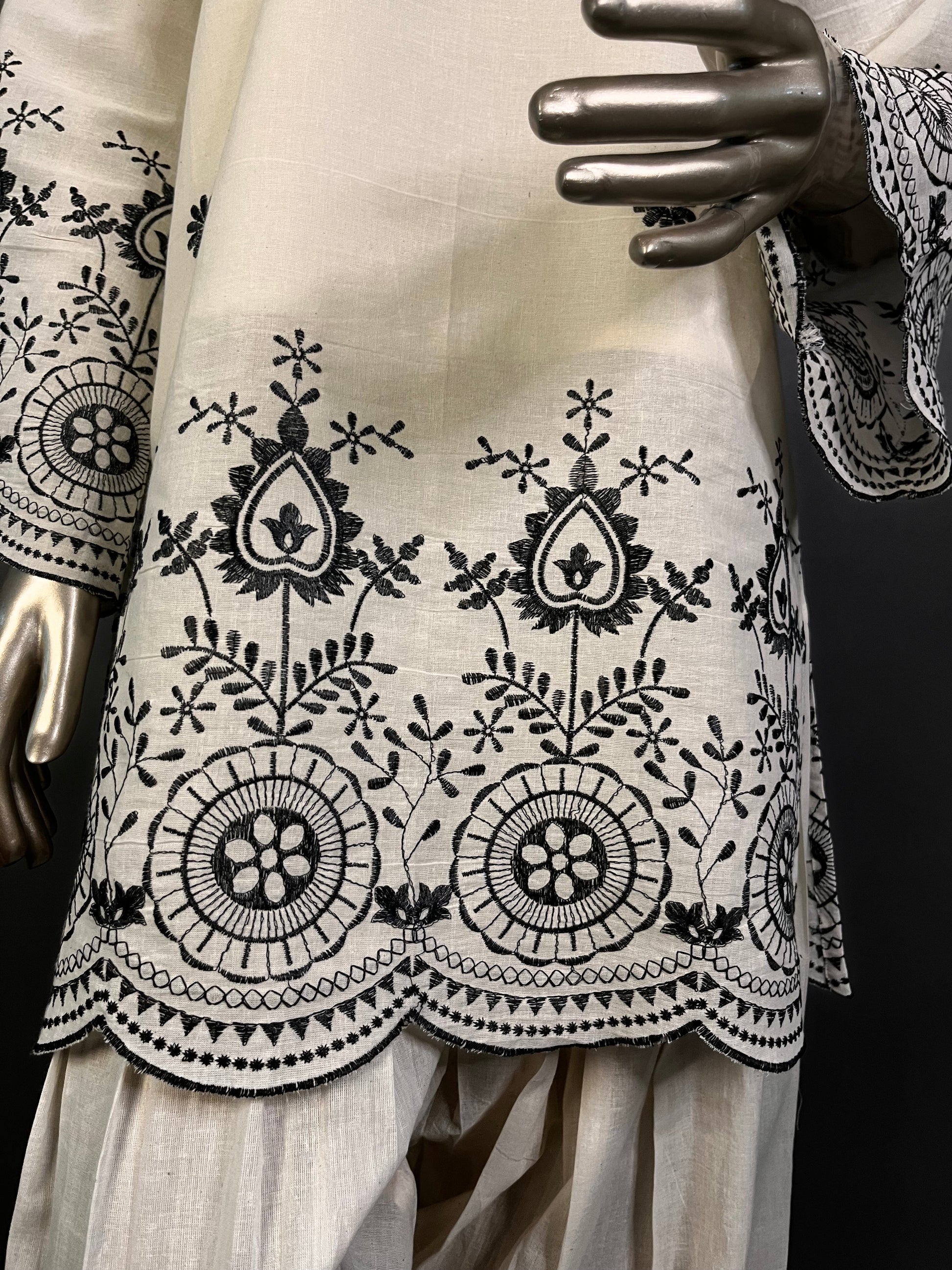 SHAMA Kora Cotton Thread Embroidered Farshi Shalwar